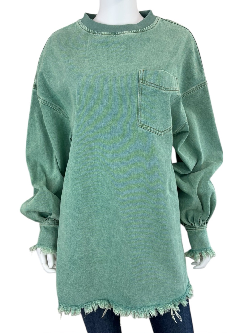 Yohers Nwt Green Oversized Pocket Frayed Hem Mini Dress Size S